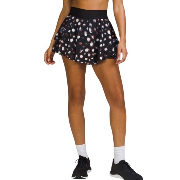 Lululemon Court Rival High Rise Skirt Haze Dot Inverse Orange Multi Skort - Picture 3 of 15